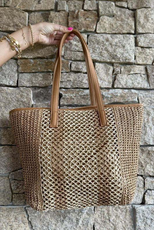 Farrah Raffia Tote Bag Dark /50=
